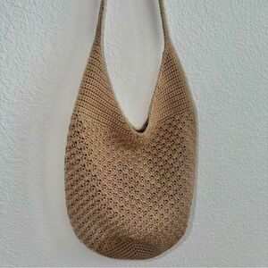 The Sak Brown Crochet ASH Slouch Shoulder Bag – Boho Minimalist Tote